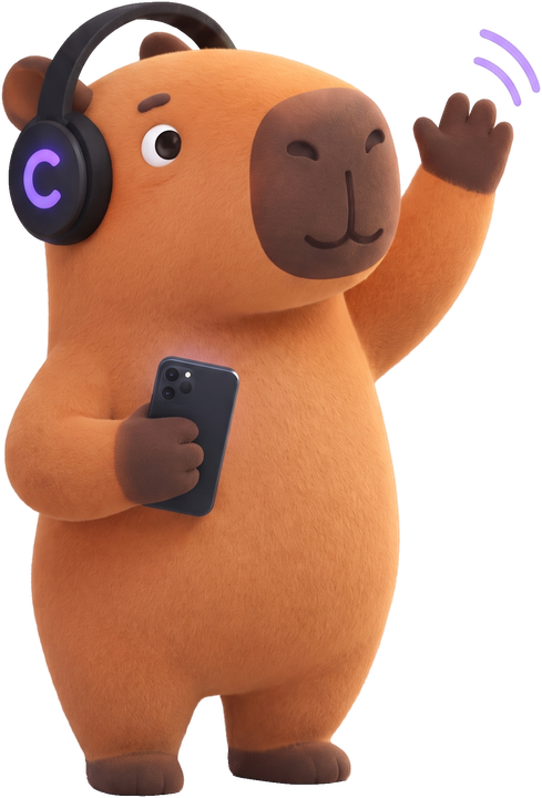Capy, o mascote do Capyvoz, acenando